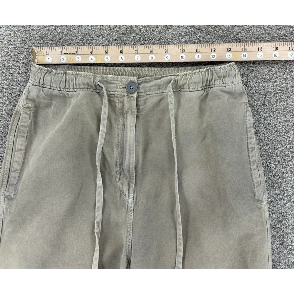 Zara Wide Leg Linen Cotton High Rise Chino Women's‎ Small Neutral Khaki Minimal
