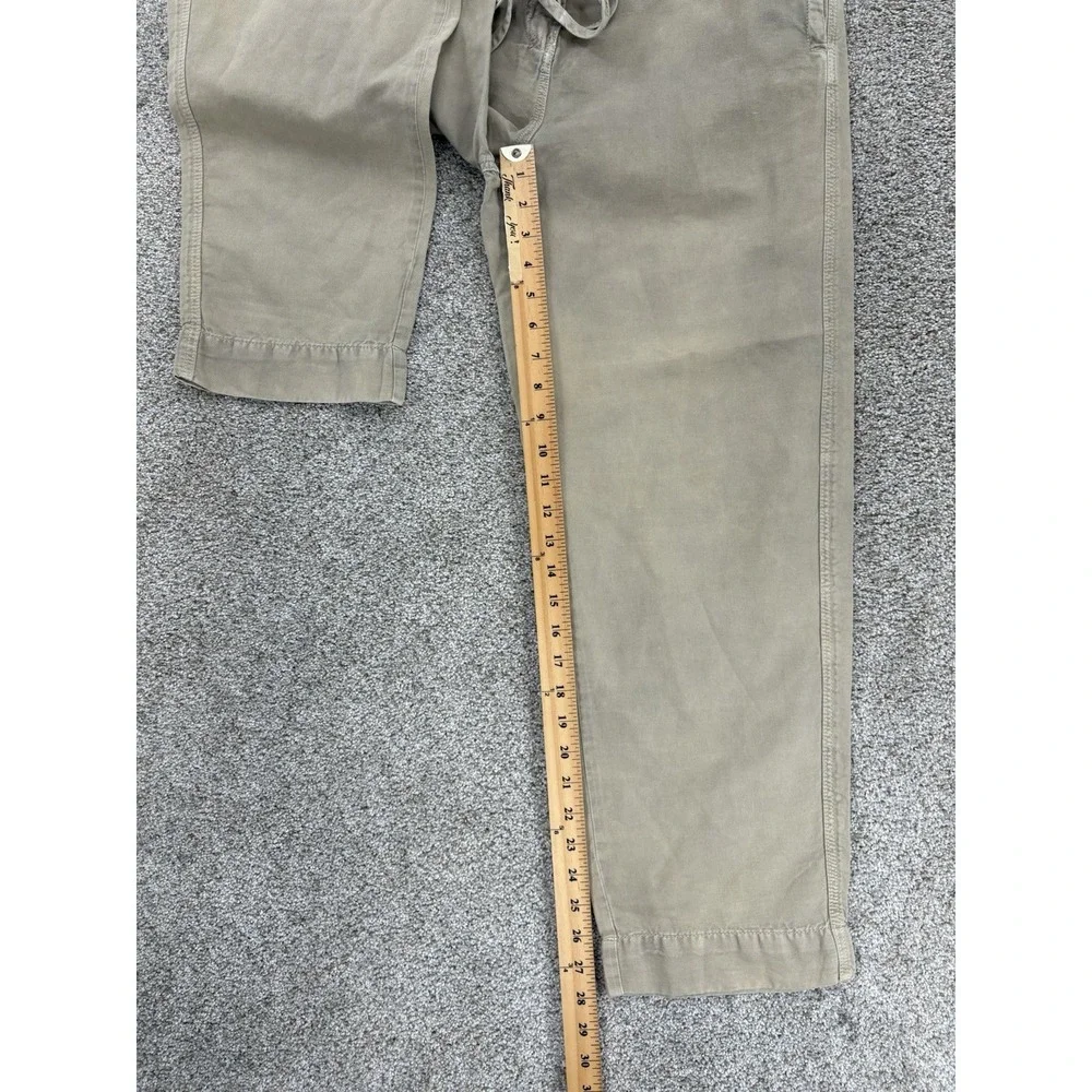 Zara Wide Leg Linen Cotton High Rise Chino Women's‎ Small Neutral Khaki Minimal