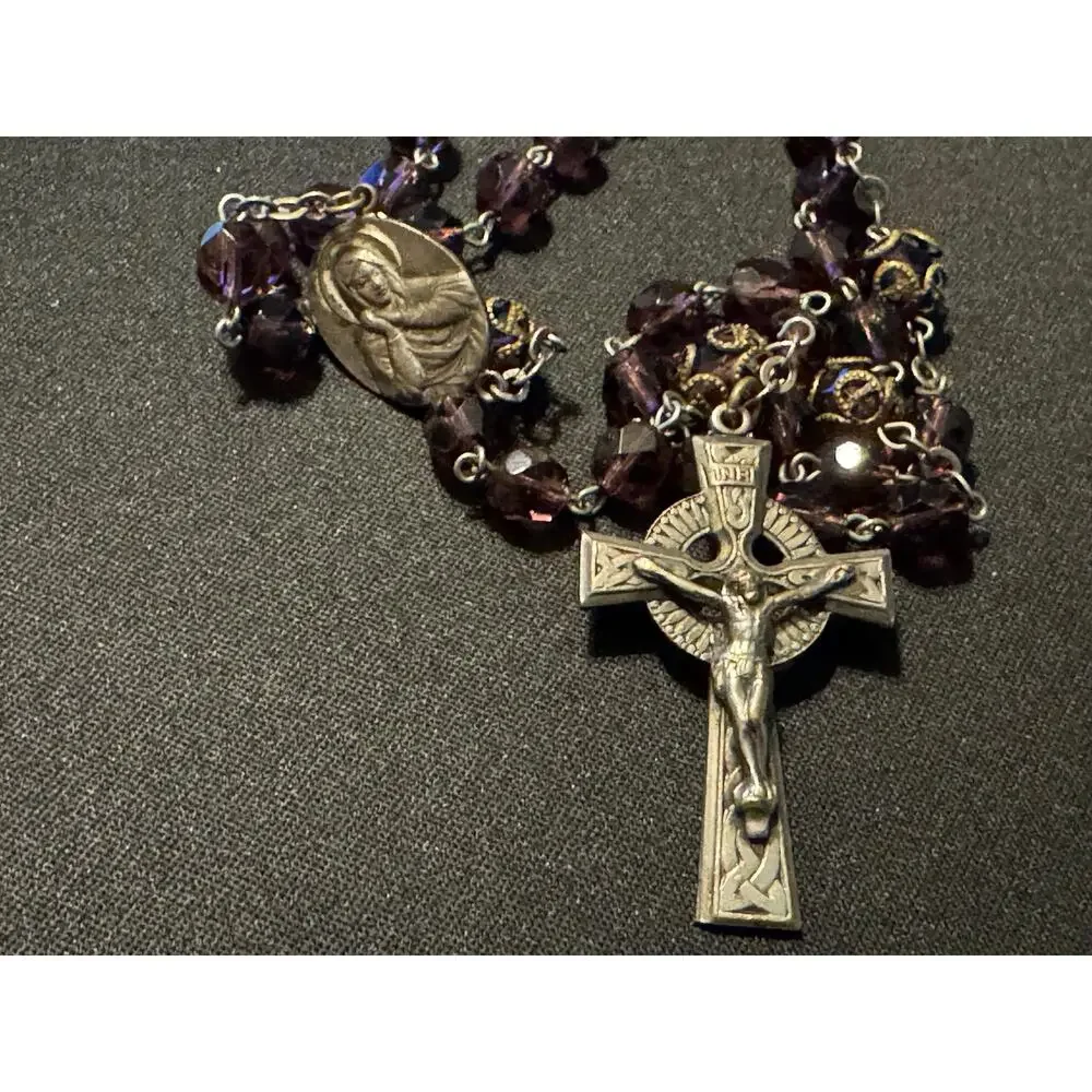 40in Garnet Rosary Vintage