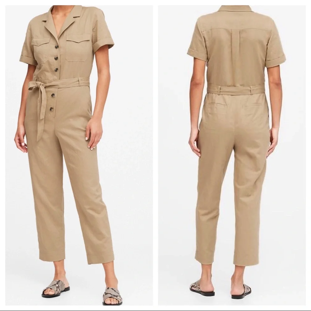BANANA REPUBLIC Linen Cotton Utility‎ Jumpsuit