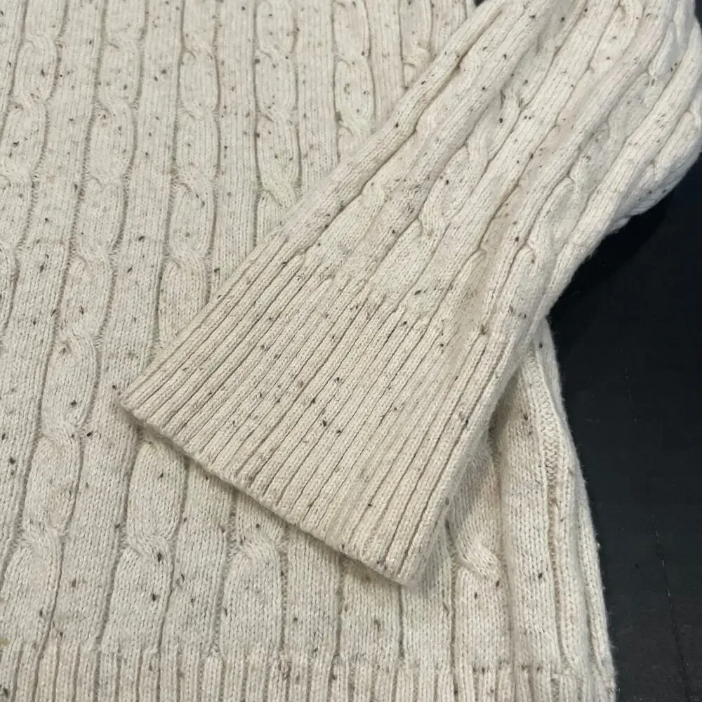 Karen Scott women's Large cream cable knit sweater L/S scoop neck casual top