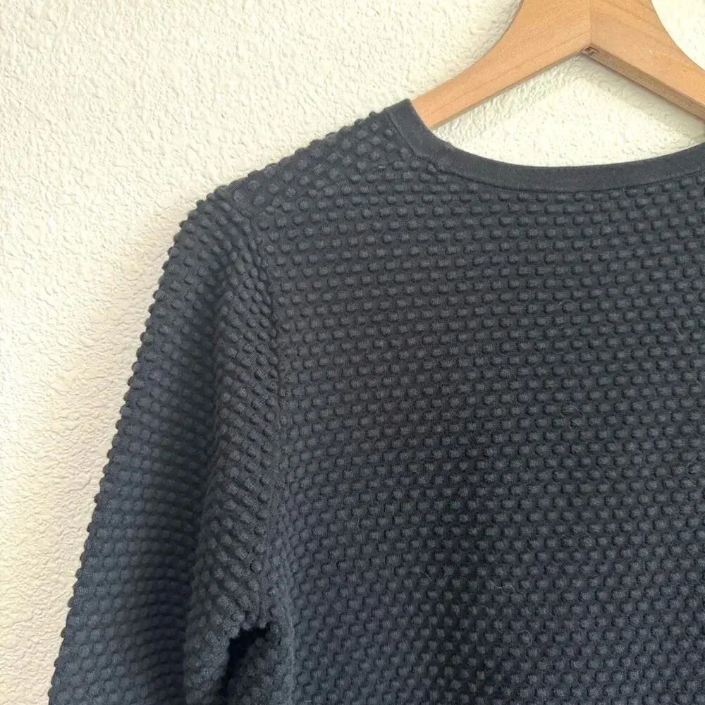 Cos Women's Large Pullover Sweater Textured Black Casual Cotton Comfy‎ Minimal