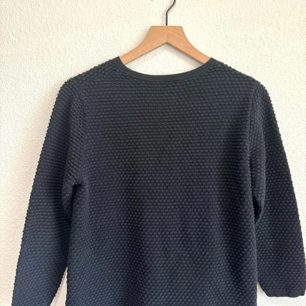 Cos Women's Large Pullover Sweater Textured Black Casual Cotton Comfy‎ Minimal