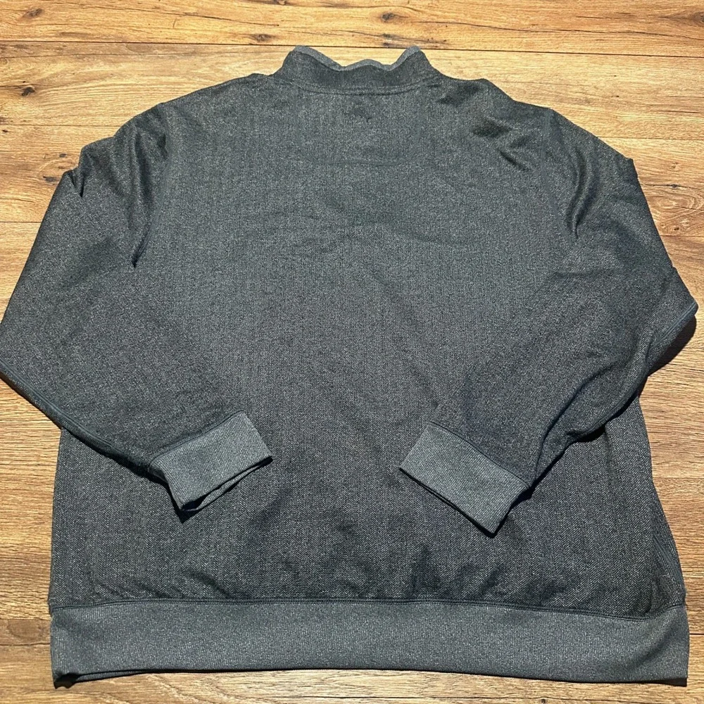 Tommy Bahama Charcoal Grey Herringbone Quarter Zip Pullover Mens XXL
