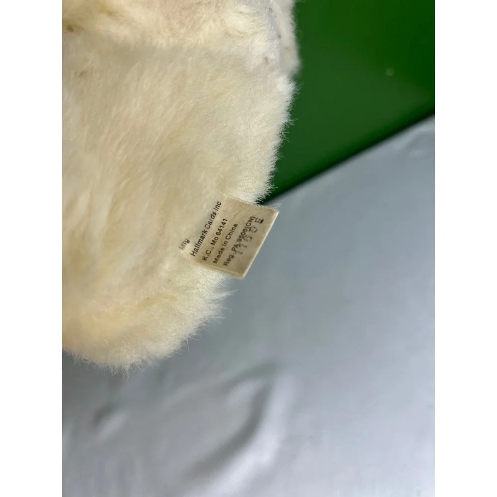 Vintage Hallmark Polar Bear Plush Ice Skater with Knit Scarf Cream White 8 Inch