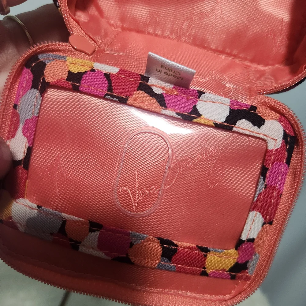 Vera Bradley Pink Multicolor Dot Small Wallet Case. Small Jewelry Case.