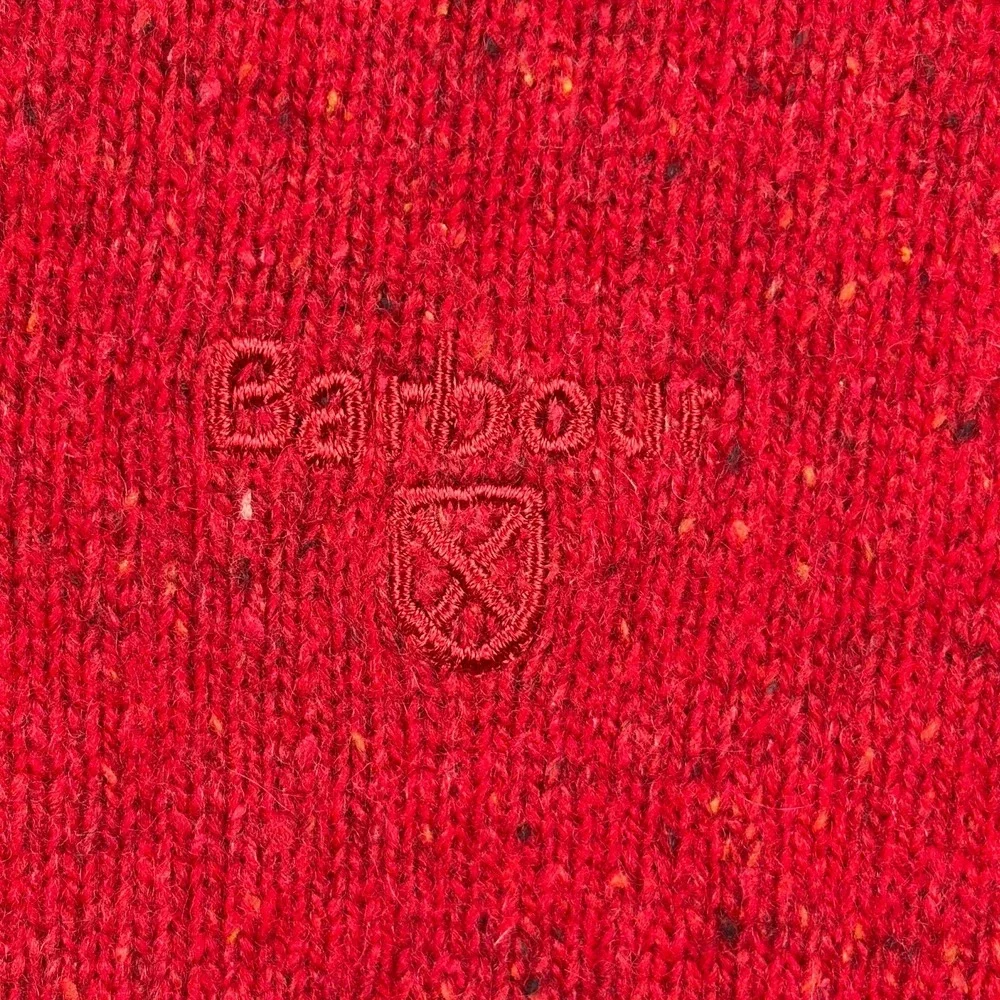 Barbour Sweater Mens Medium Red Wool Silk Blend Crewneck Tisbury Donegal Knit
