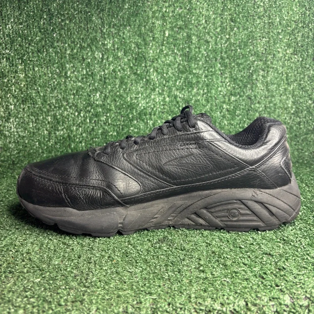 Brooks Addiction Walker Leather Walking Shoes Black Mens Size 10.5 4E Extra Wide
