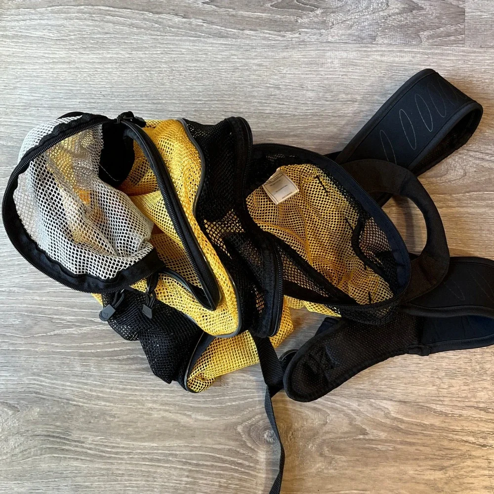 Adidas Mesh Backpack Yellow Black Vintage Sporty School Gym Bag RN90288