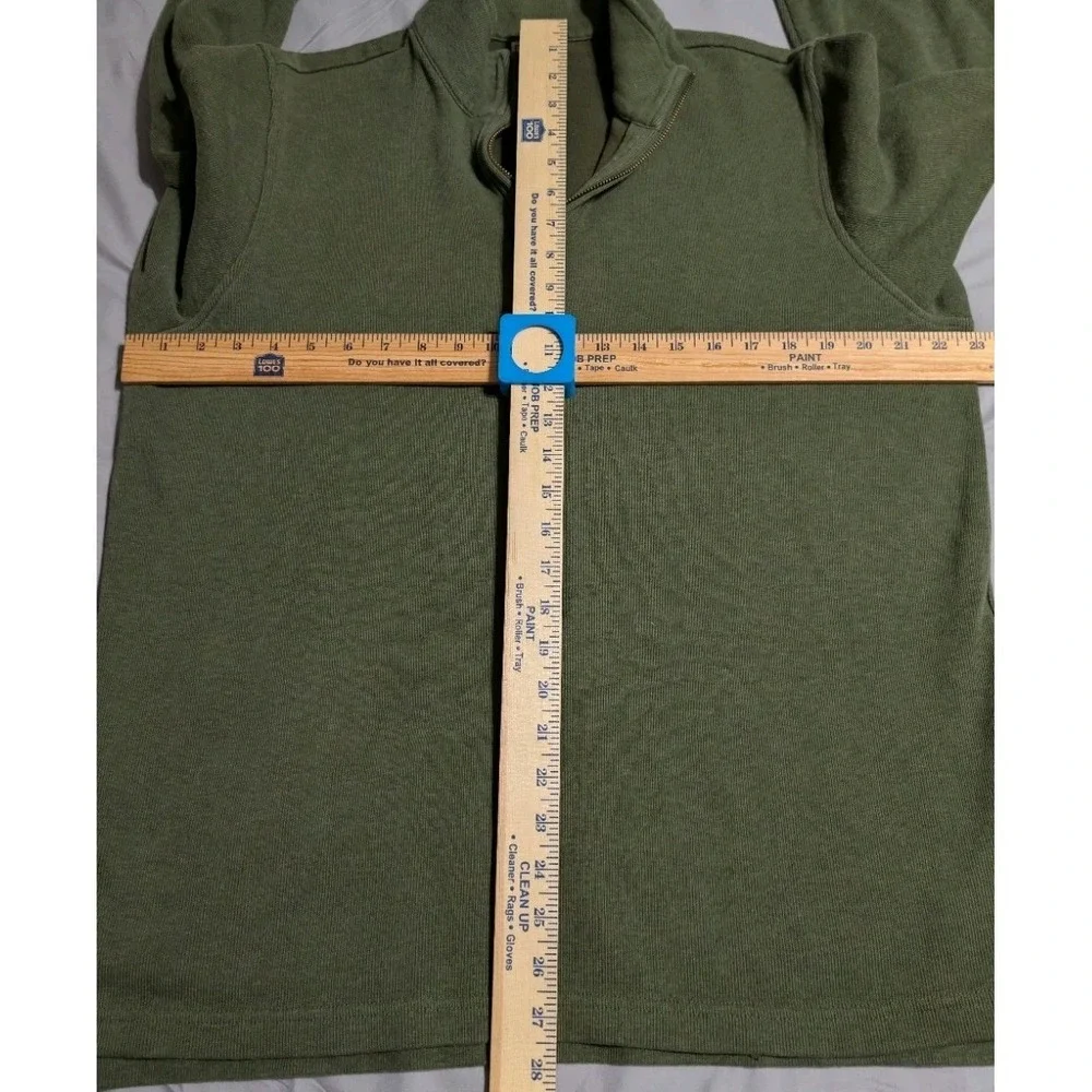 LL Bean Quarter Zip Pullover‎ Sweater Men's Large Green Cotton Made in Peru