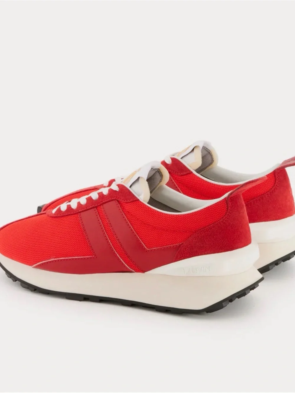 Lanvin Vibrant Red Mesh & Leather Sneakers