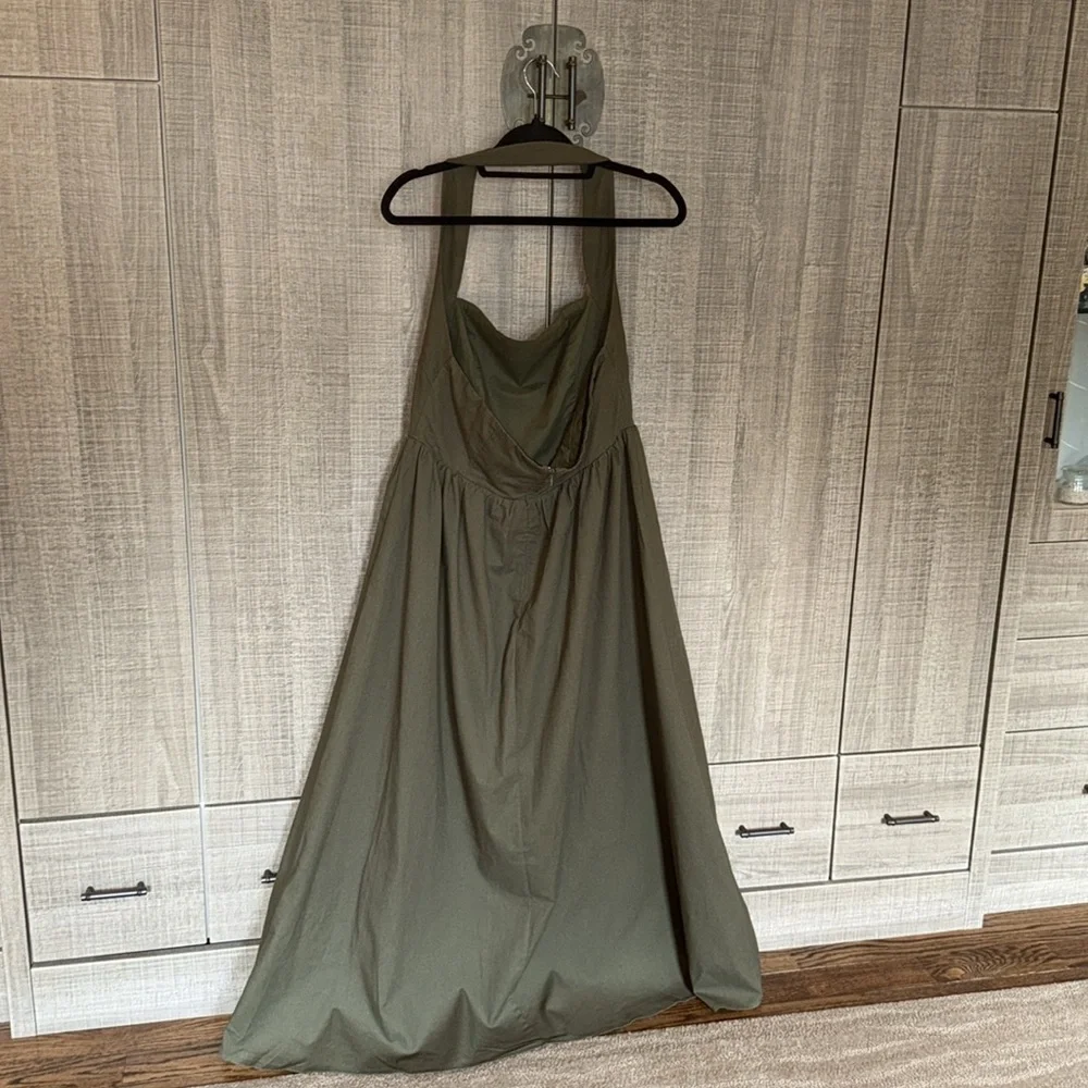 Commense Cotton & Linen Halter A Line Long Dress‎
