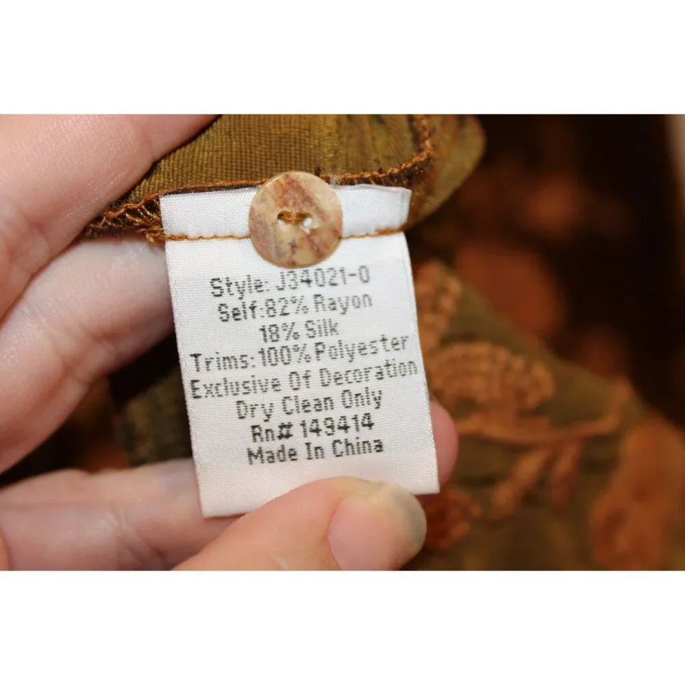 Johnny Was Vixie ve;vet tank desss size medium golden brown