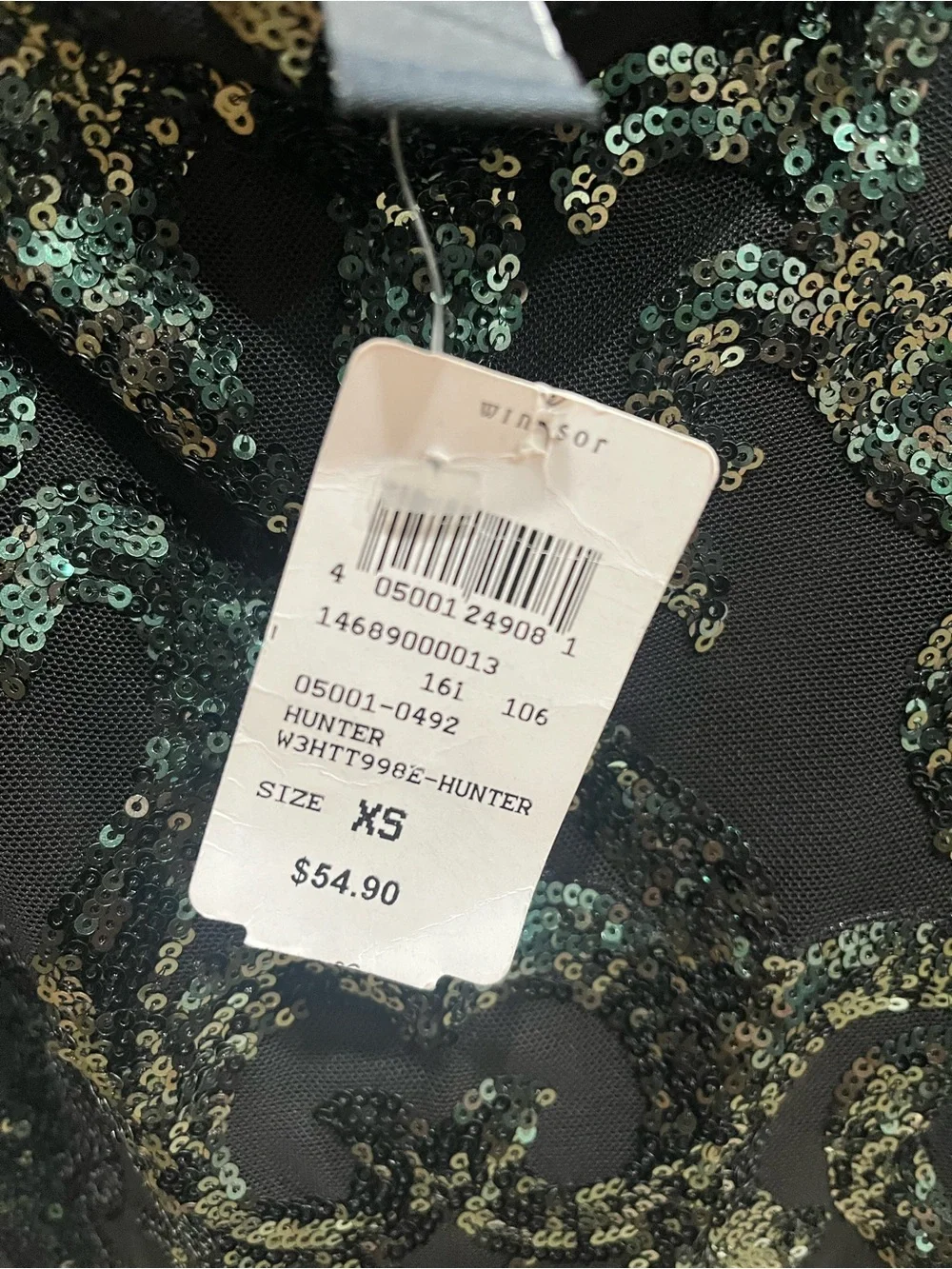 Windsor Black Mini Dress with Emerald Sequin Detail