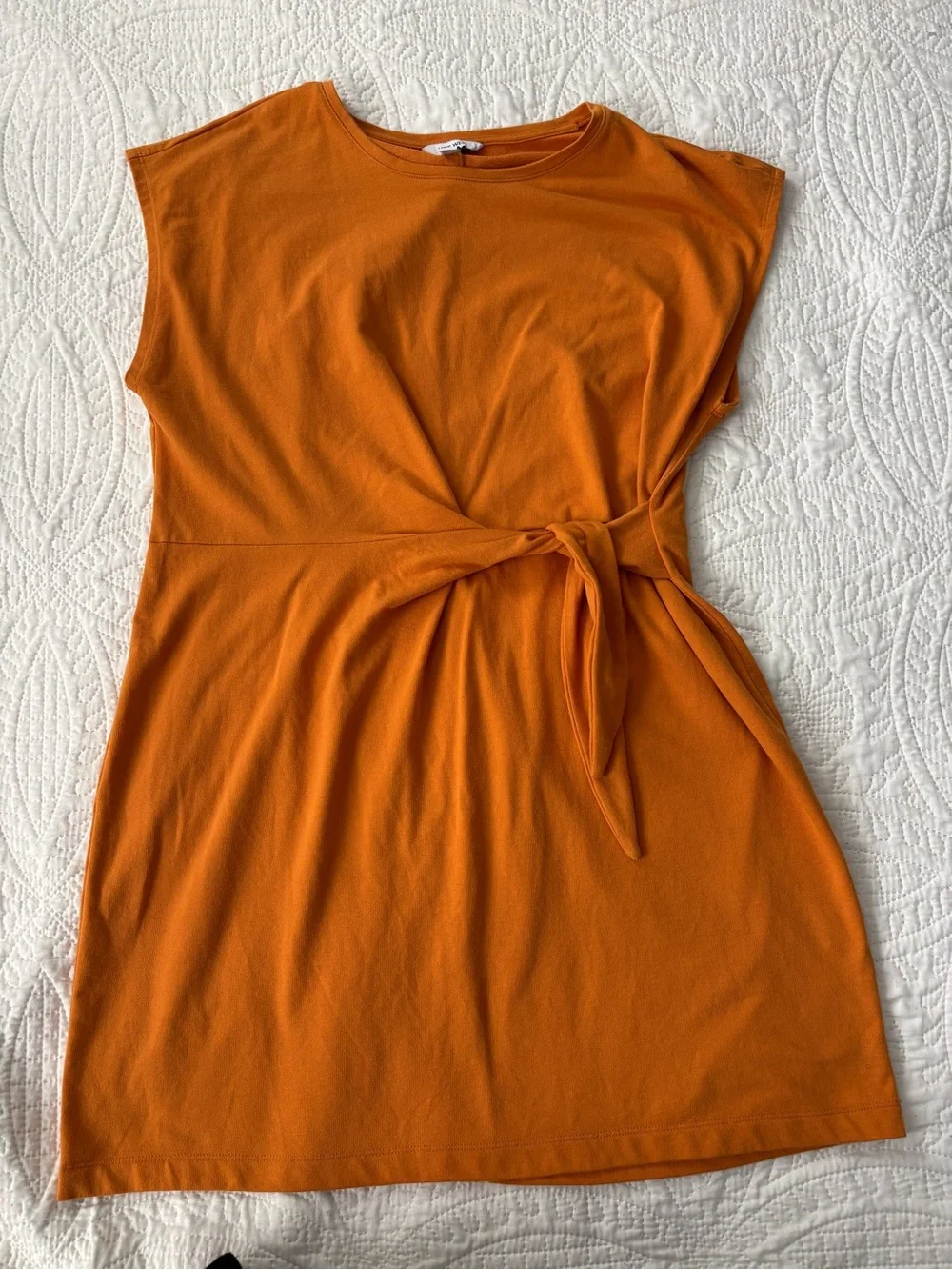 Nine West Yellow-Orange Tie-Waist Mini Dress
