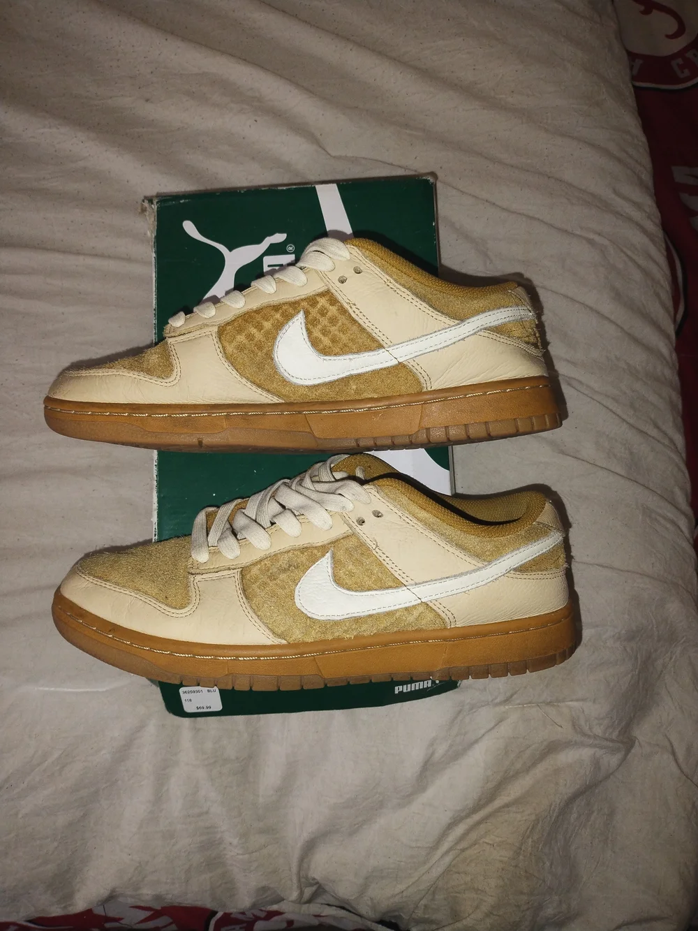 Nike Low-Top Sneakers in Cream, Tan and White with Gum Sole