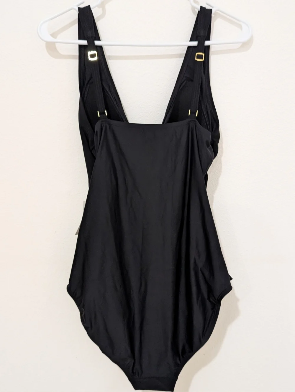 Beyond Control Black Button Ruched Sculpting Shaping One Piece Swimsuit 14 NWT