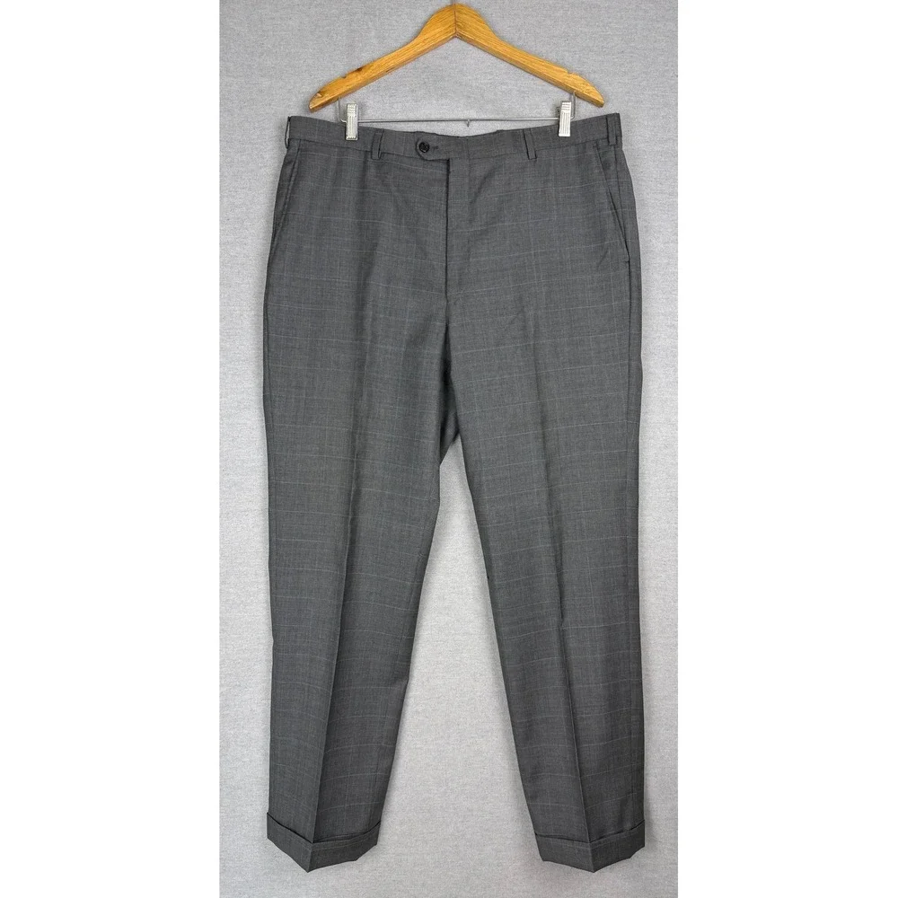 Hickey‎ Freeman Nordstrom Mens Grey Glen Plaid Worsted Wool Suit 44 Long Madison