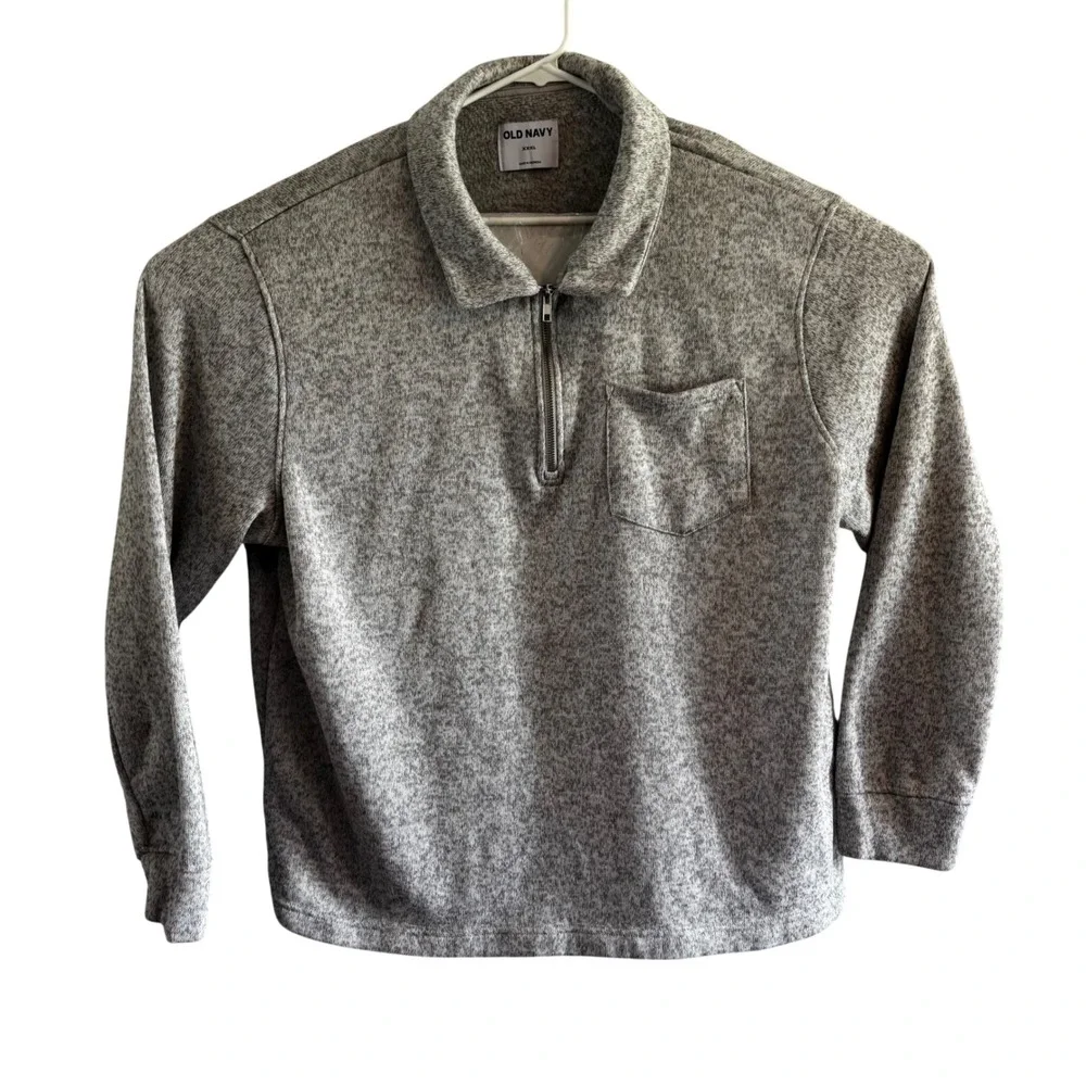 Old Navy Jacket Mens XXXL Heather Gray 1/4 Zip Fleece Pullover Sweater Pocket