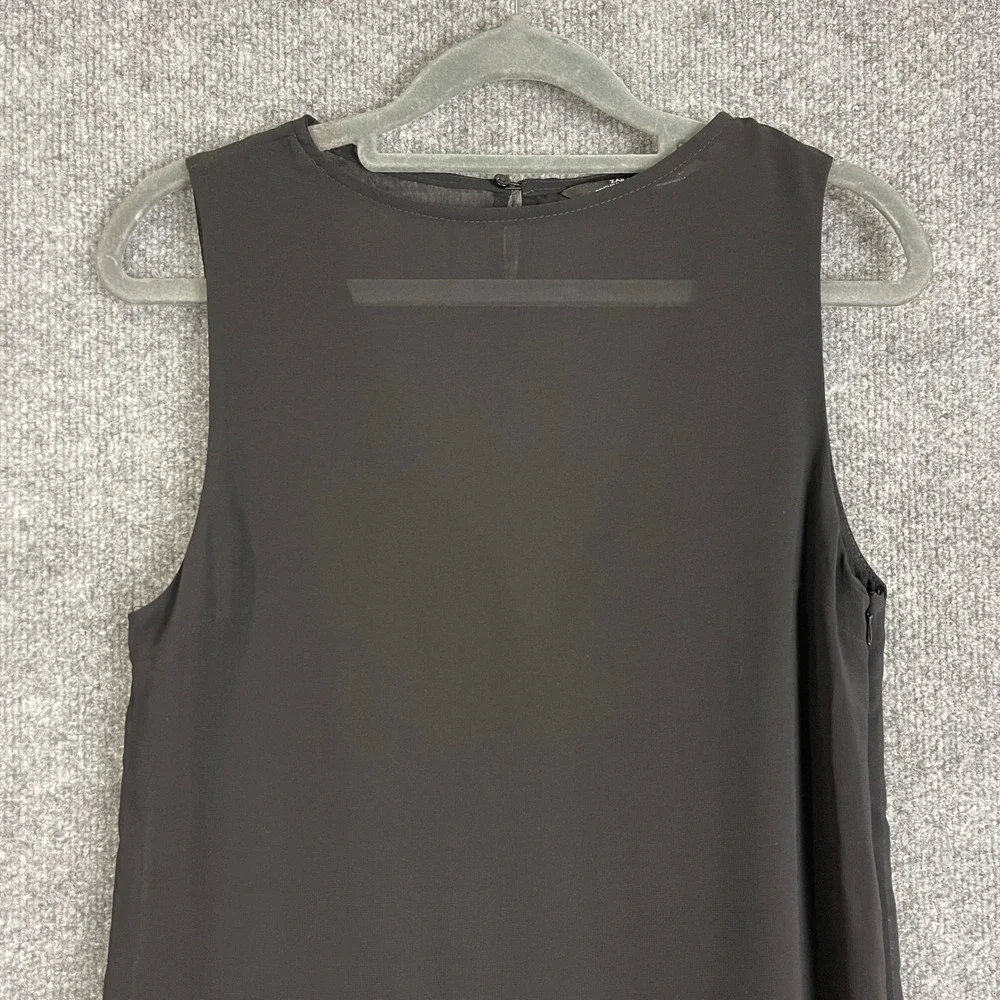 Zara Maxi Dress Womens XS Black Good Sleeveless Sheer Overlay Side Slit Shift