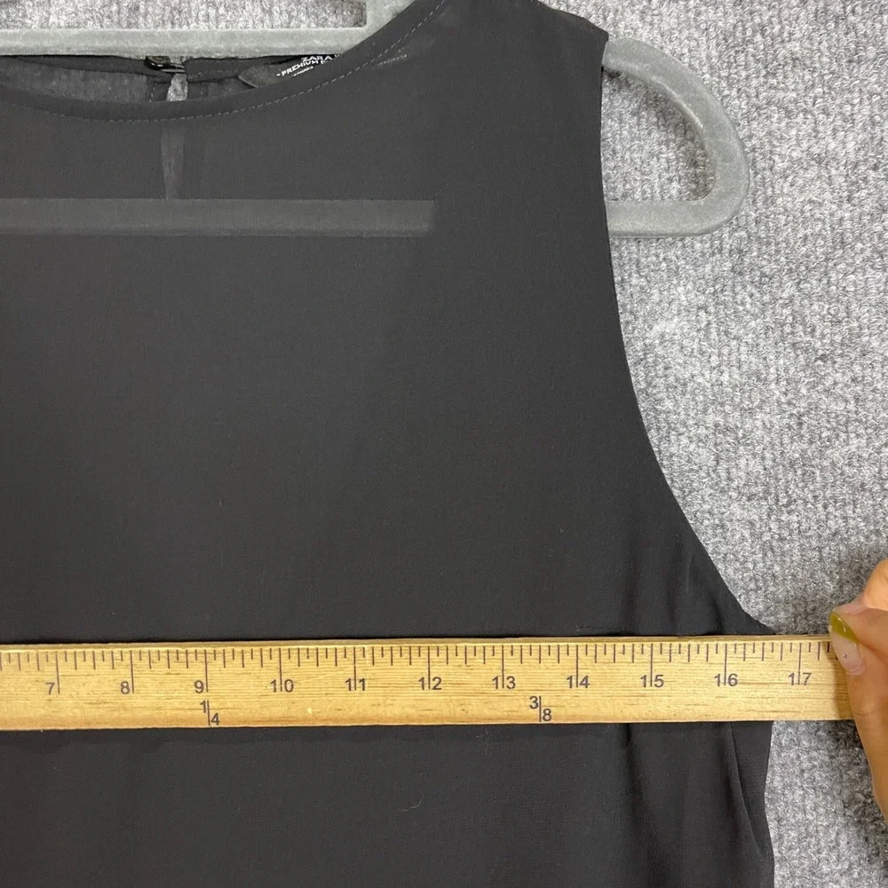 Zara Maxi Dress Womens XS Black Good Sleeveless Sheer Overlay Side Slit Shift