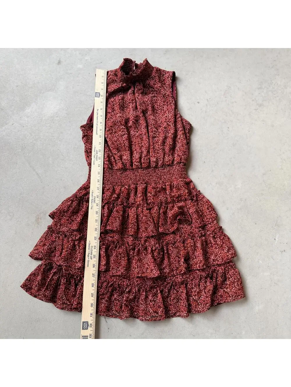 Ruffle Mini Dress Sleeveless Tiered by 1.STATE in Red Burgundy Summer y2K