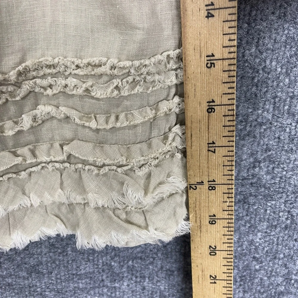 Tommy Bahama 100% Linen Skirt Womens 4 Beige Excellent Ruffle Hem Side Zip Lined