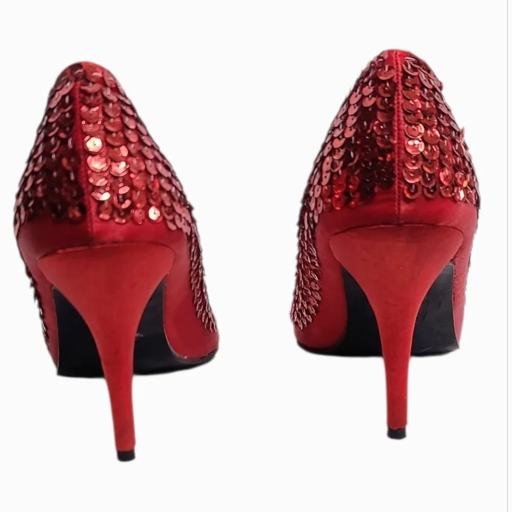 Wizard Of Oz Dorothy Ruby Red Sequin Costume Cosplay  Shoes Sz 9/10