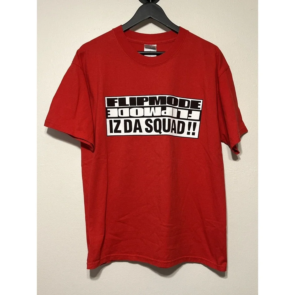 Vintage Flipmode Squad Busta Rhymes T Shirt Red Hip Hop Rap Logo Tee Size L