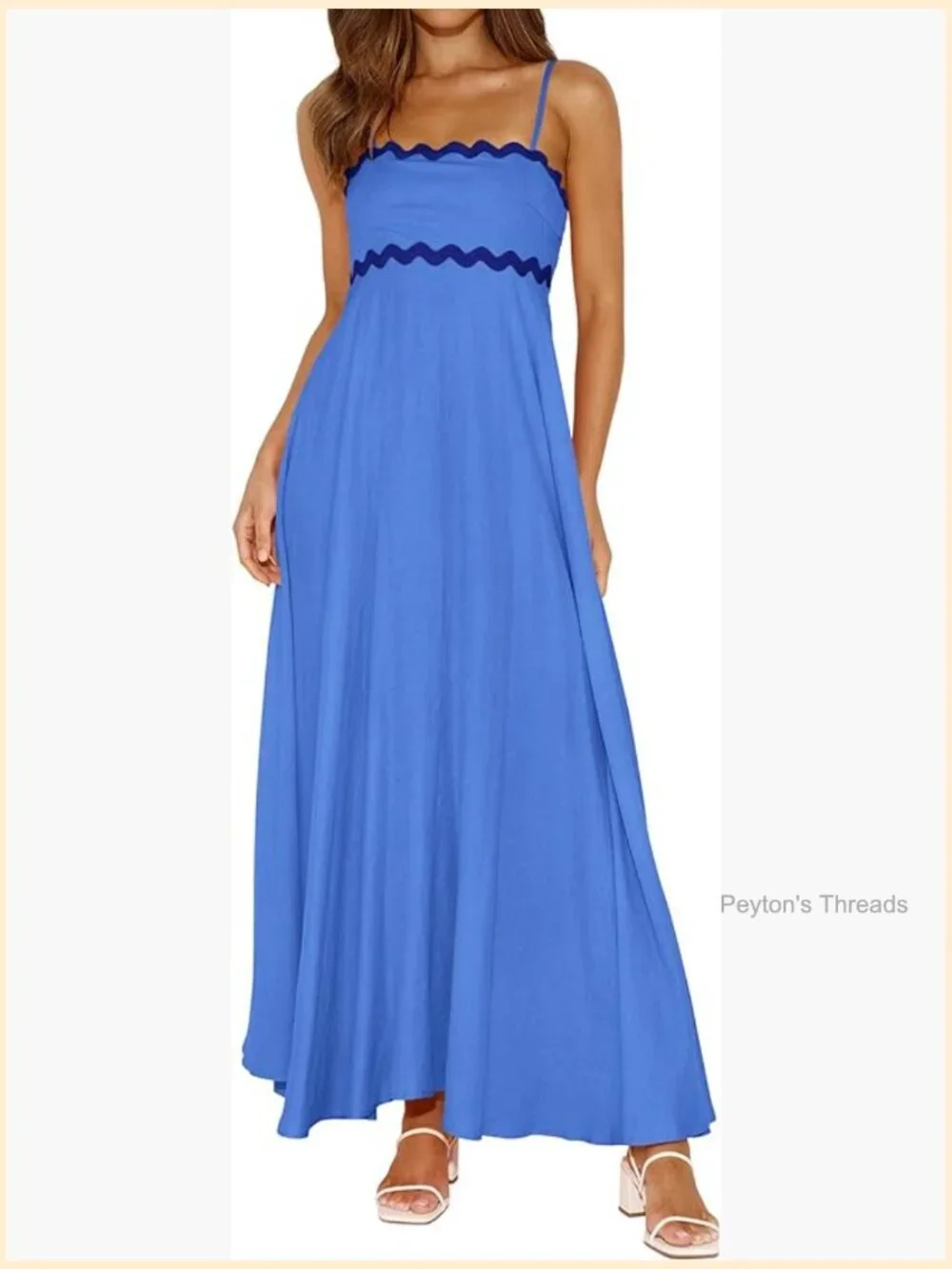Women's Spaghetti Strap Smocked Maxi Dress Bohemian Flowy Long Sundress