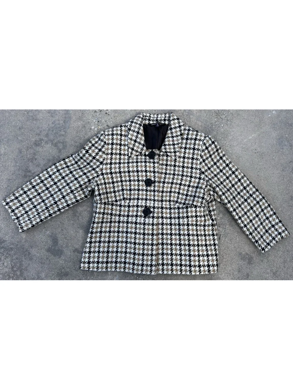 Briggs New York Wool Houndstooth Three Button Blazer Jacket Womens 12