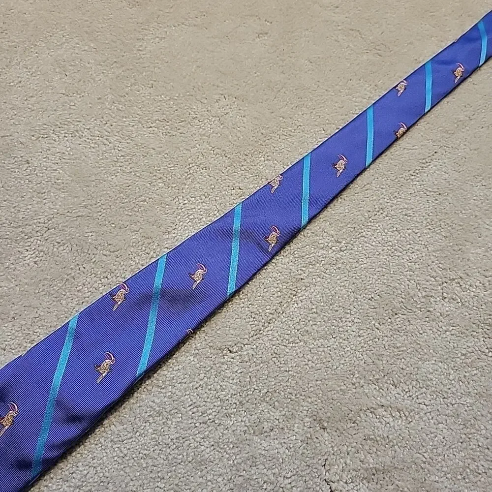 Ted Baker London Silk Neck Tie Mens Repp Purple Embroidered Birds Satin