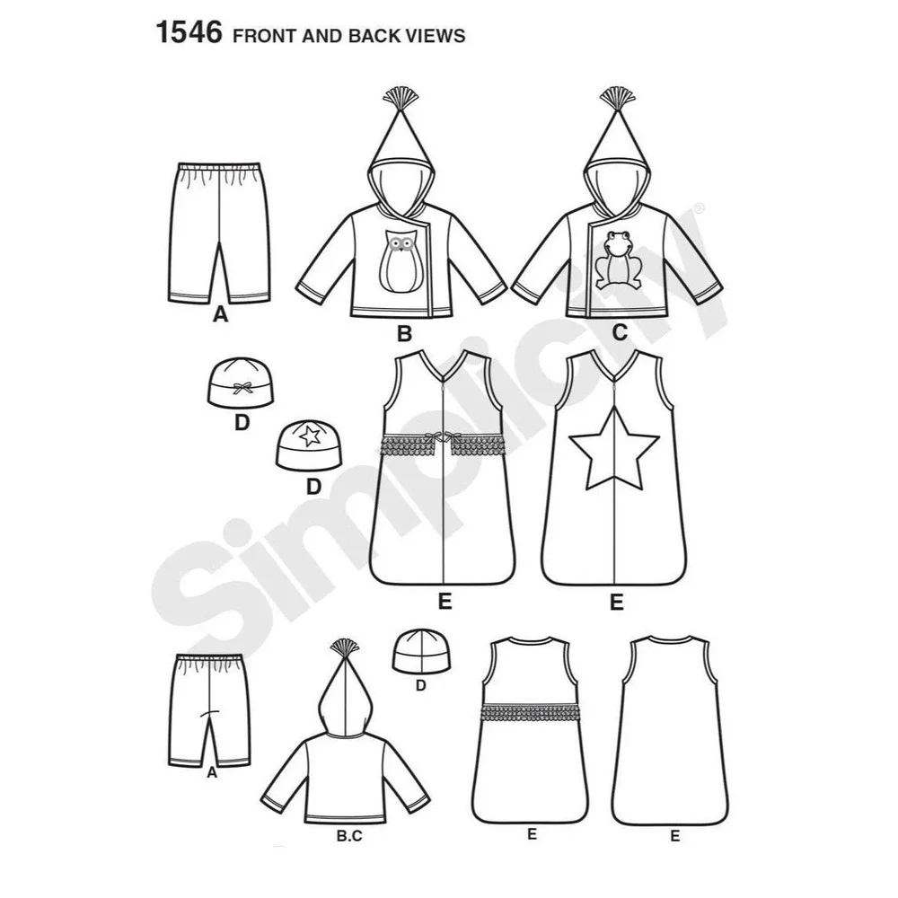 Simplicity Sewing Pattern 1546 Pants Jacket Hat Sack Babies Child‎ XXS-L UNCUT