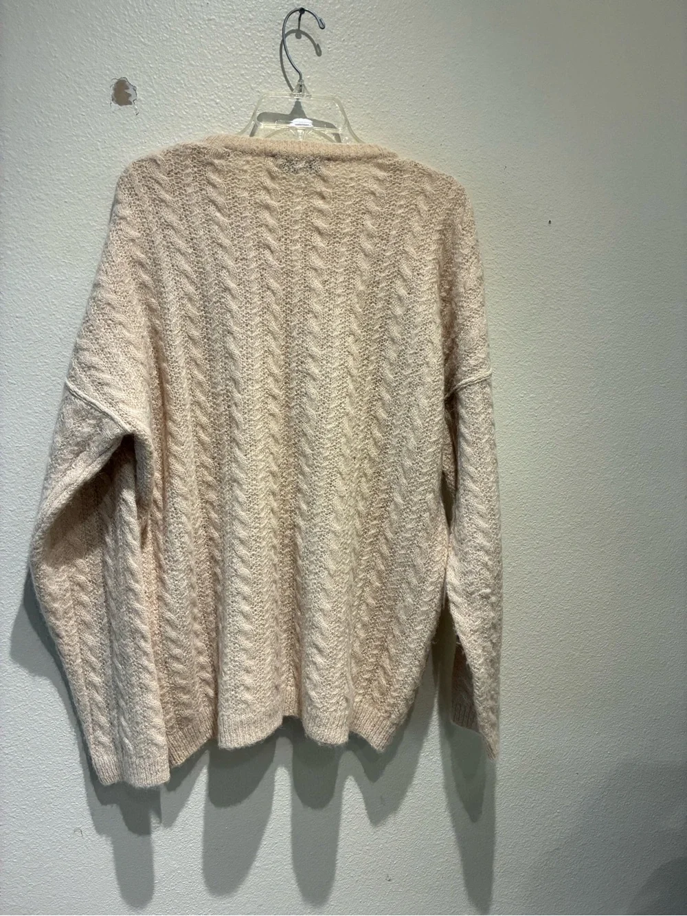 Our Legacy Men’s Cable Knit Mohair Sweater Cream Oatmeal Oversized Size 48
