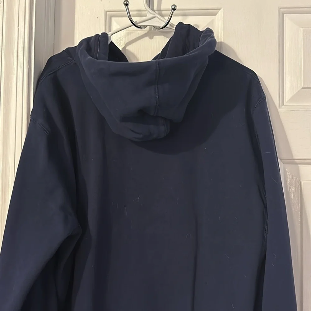 Tommy Hilfiger Men's Quinn Logo Print Fleece Pullover Navy Blue & Red Hoodie XL