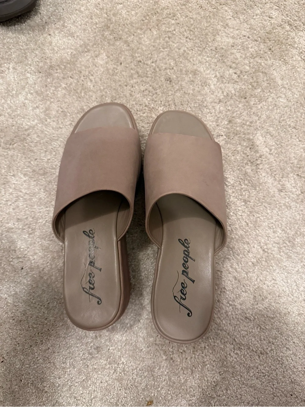 Free People Taupe Platform Slide Sandals