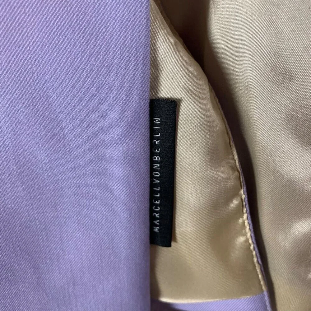 Marcell Von Berlin Women's Double Breasted Long Coat Lilac Blazer Size 4 US 9231