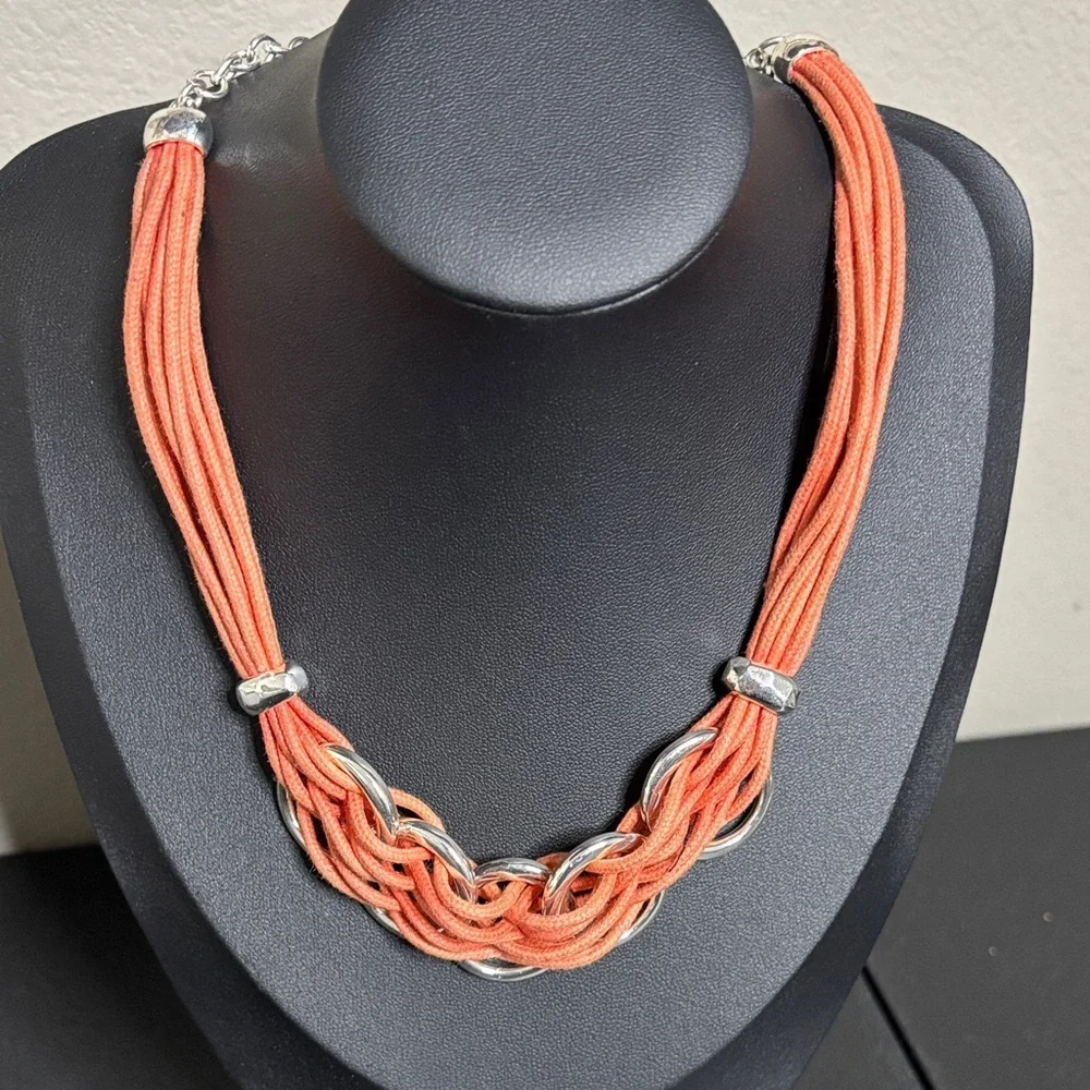 Chico’s Orange and Silver Tone Necklace