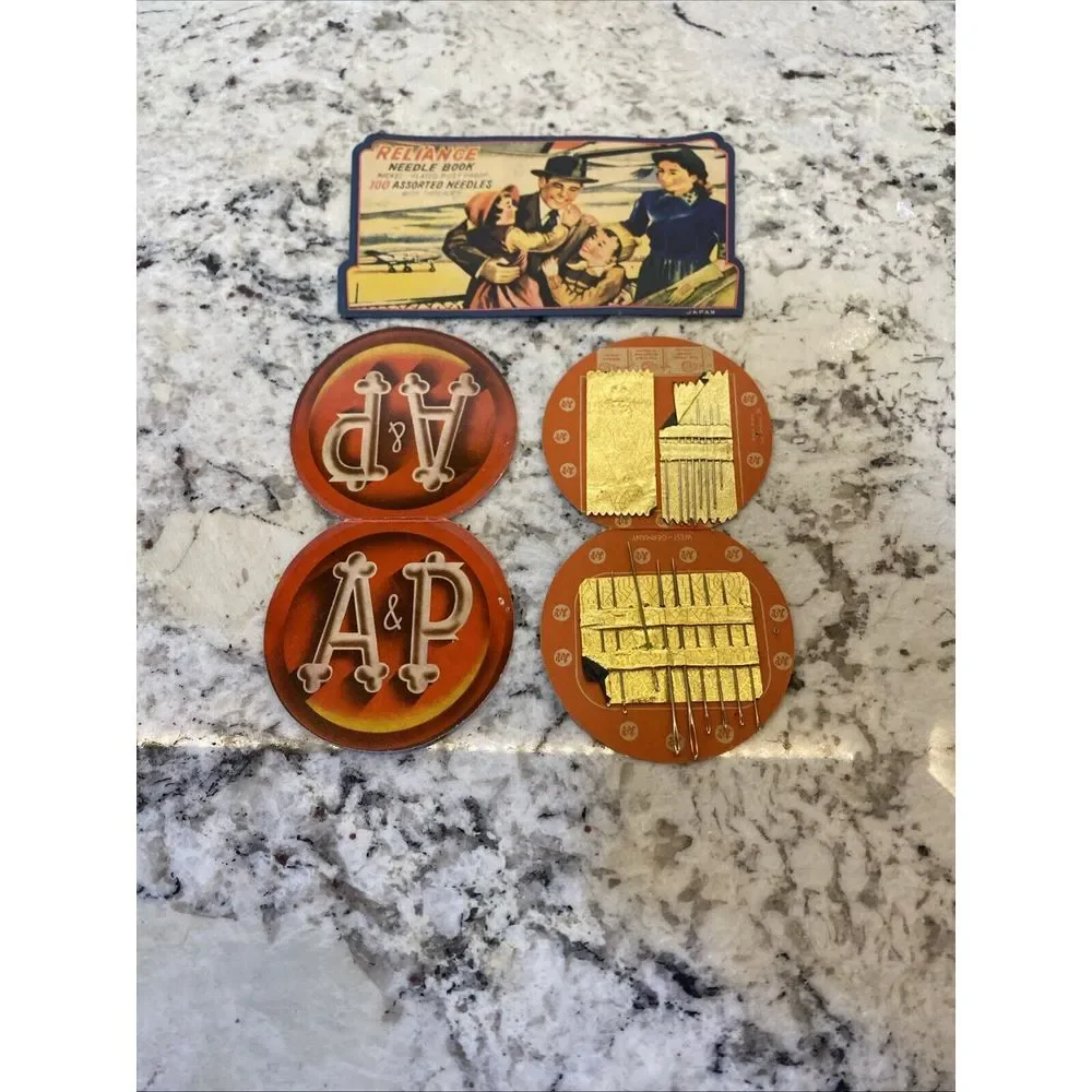 Vintage A&P & Reliance Grocery Store Sewing‎ Needle Cardboard Packets seamstress