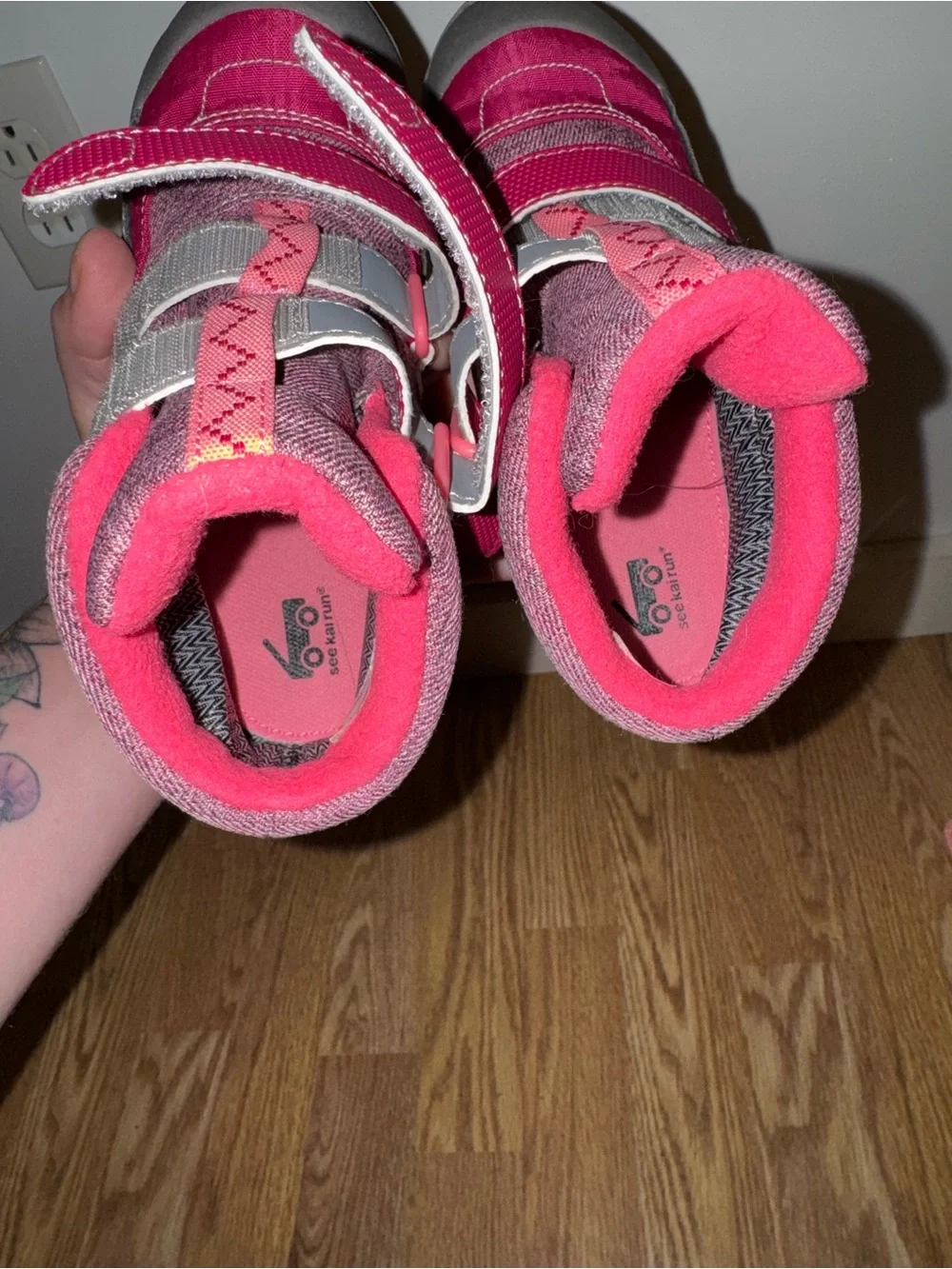 See Kai Run Maroon and Pink Kids Strap Boots