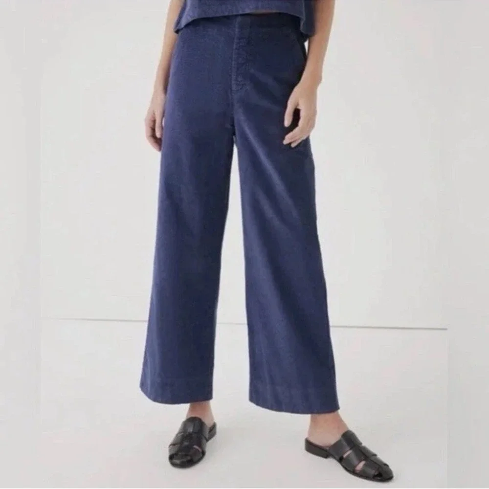 Pact Women's XL Modern Corduroy Wide Leg Pants Ink Blue Organic Cotton High Rise