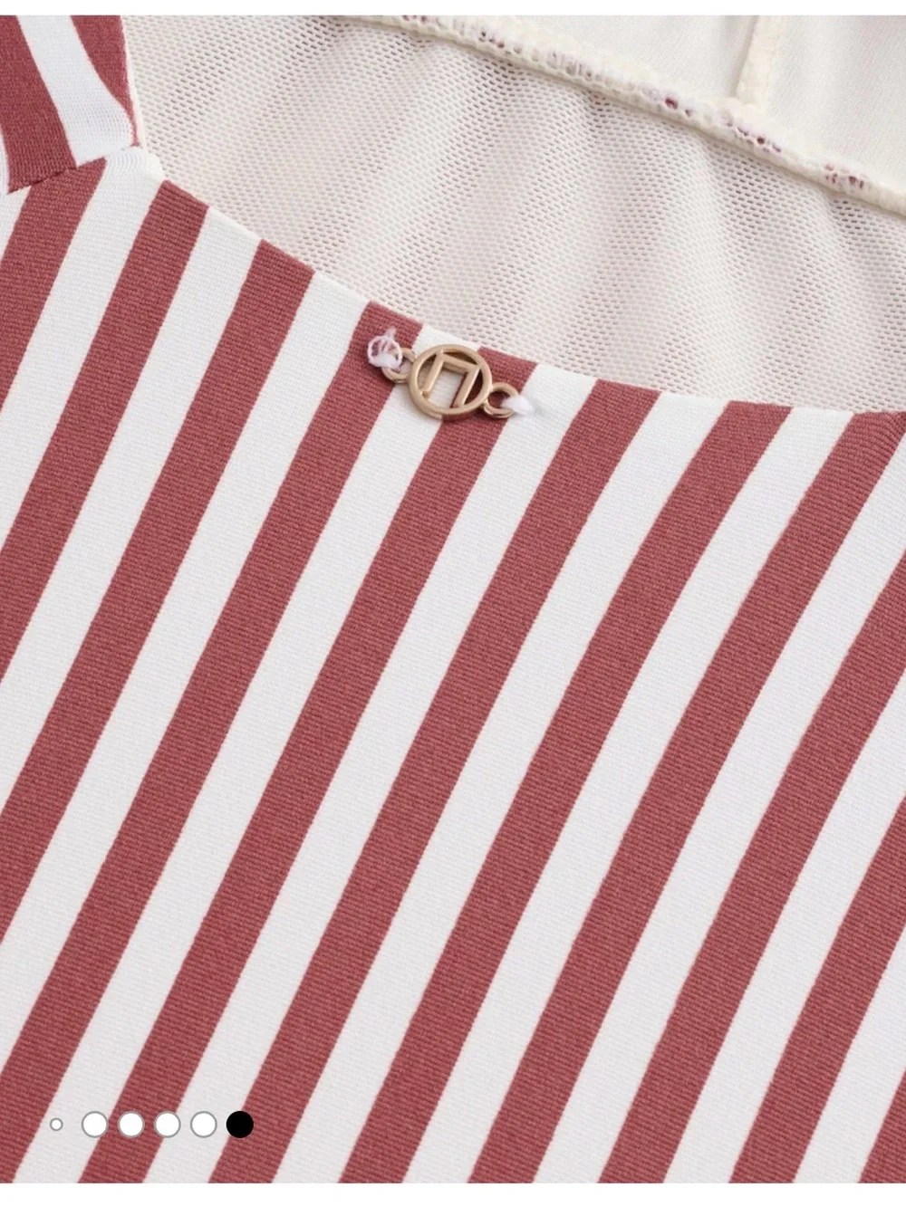 NEXT Swim Rose/White Stripe Plunge Shaping Tummy Control Swimsuit