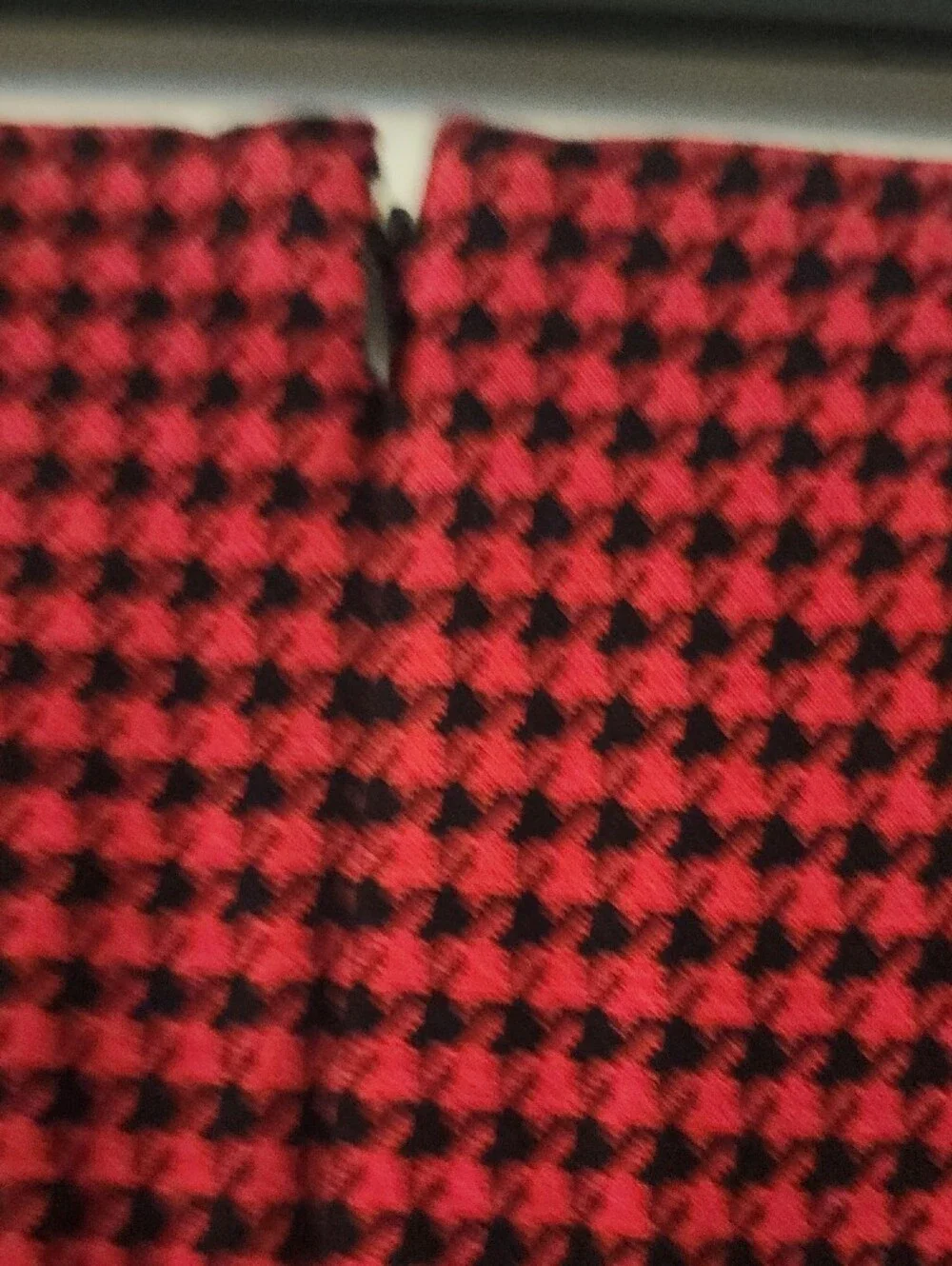 LOFT Red and Black Houndstooth A-Line Skirt