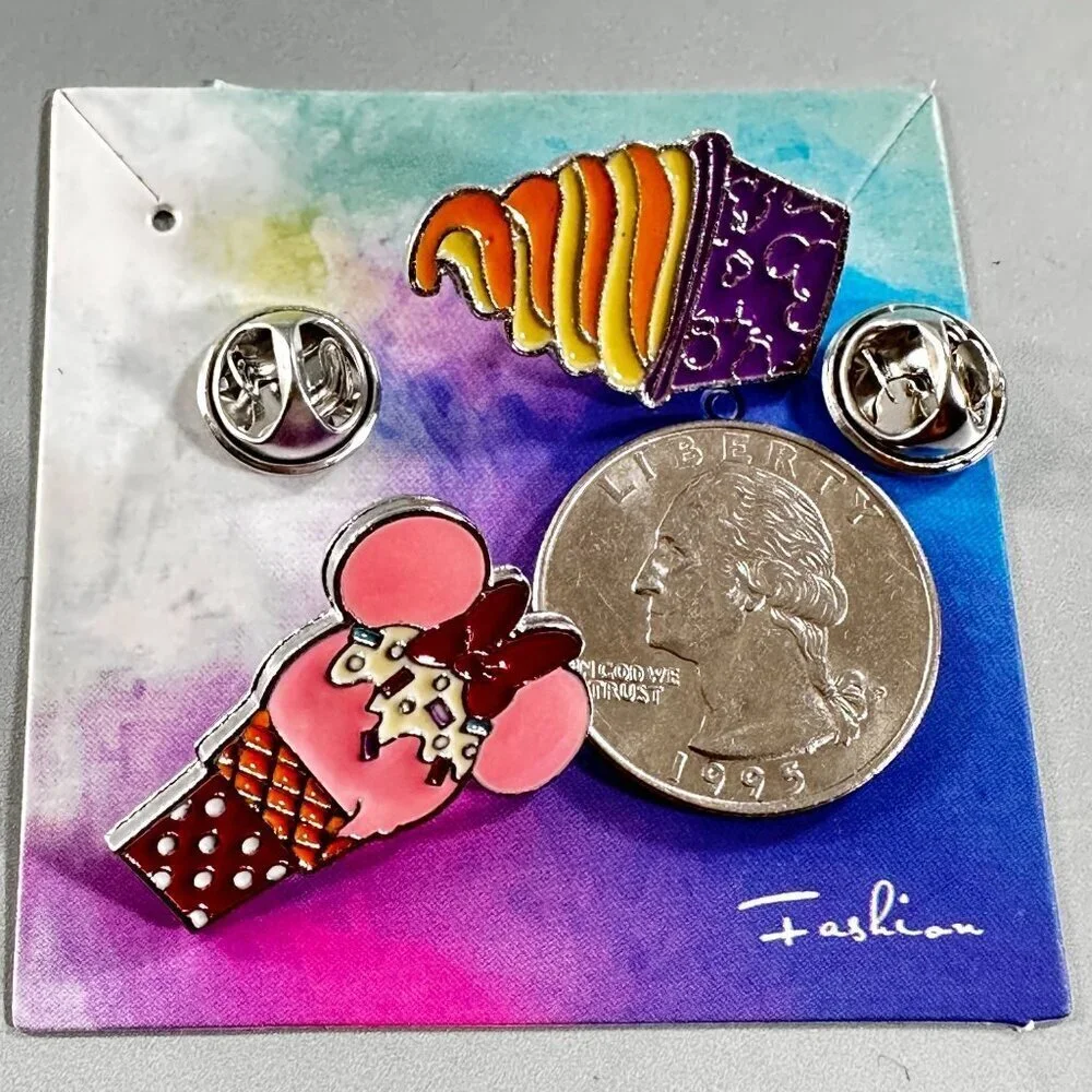 Minnie Mouse Ice Cream Lapel Pin Soft Serve Cup Accessories Jewelry Brooch Pin