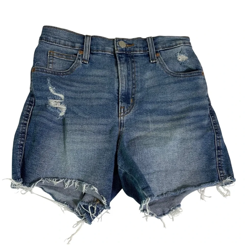 Signature by Levi Strauss Heritage High Rise Distressed Denim Shorts Medium Wash