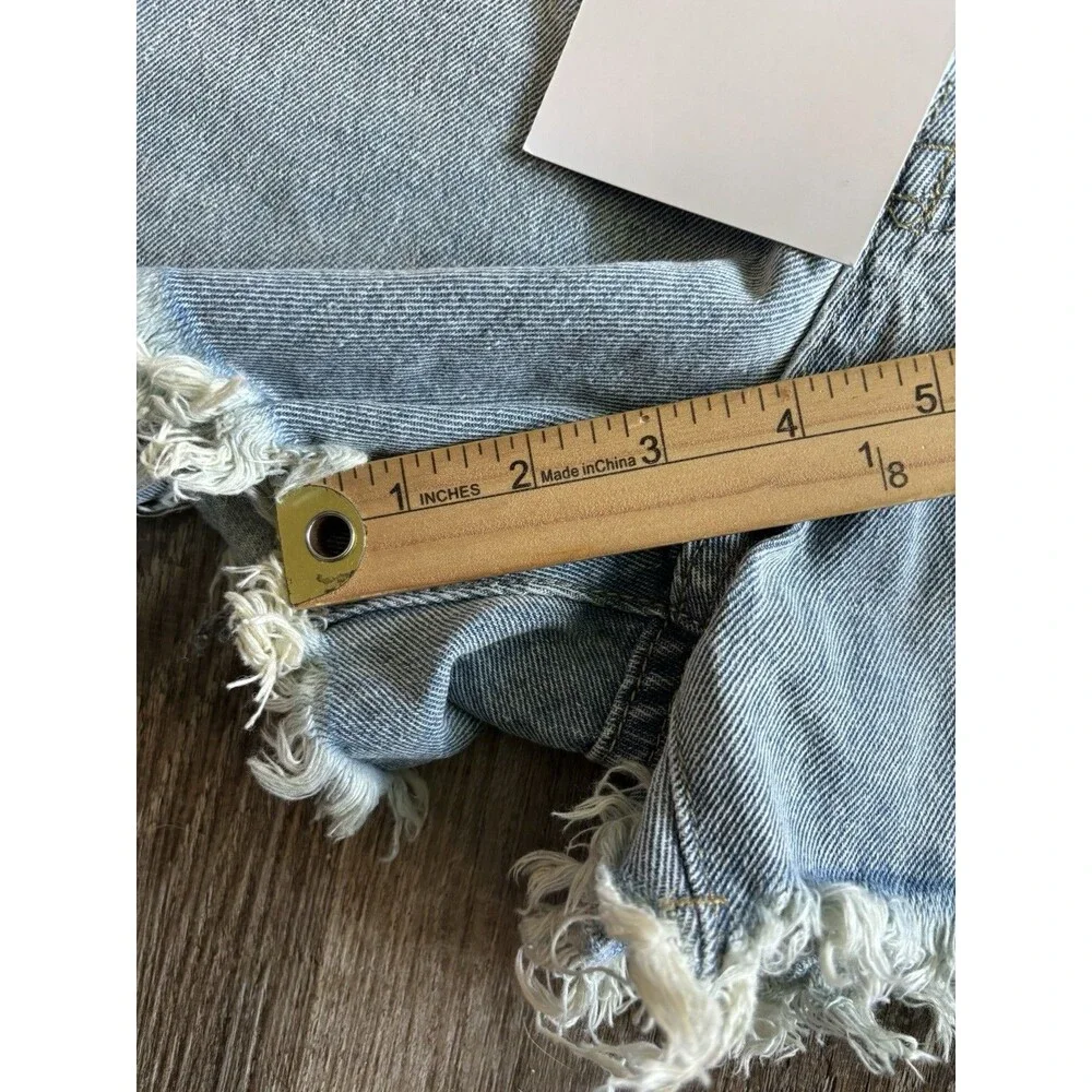 Signature 8 Blue Denim Jean Cut-Off Frayed Distressed Shorts Small 26 Waist NWT