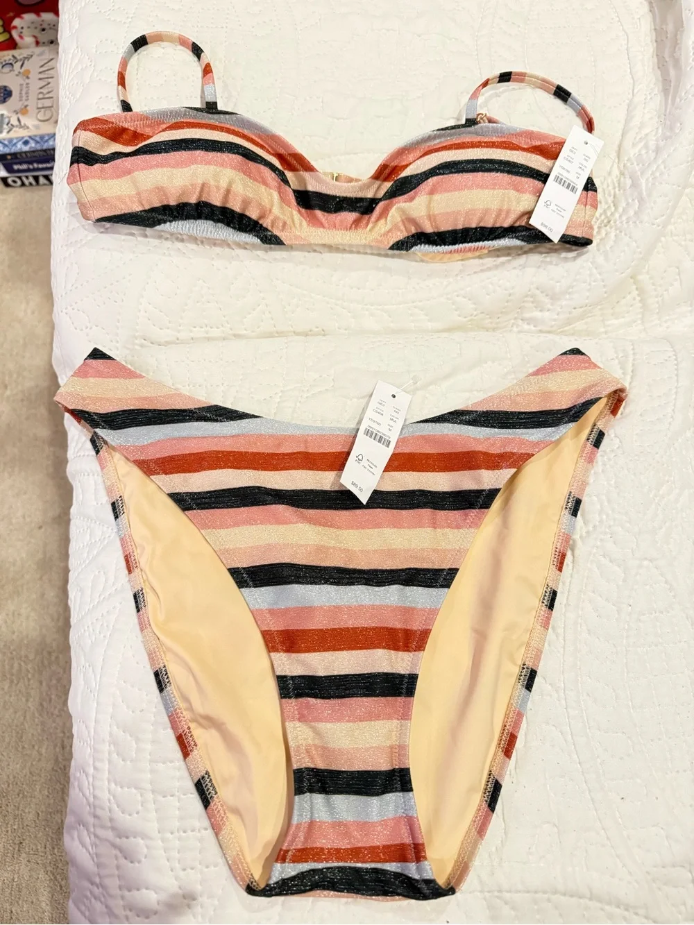 J. Crew Multicolor Striped Bikini Top and Bottom Set