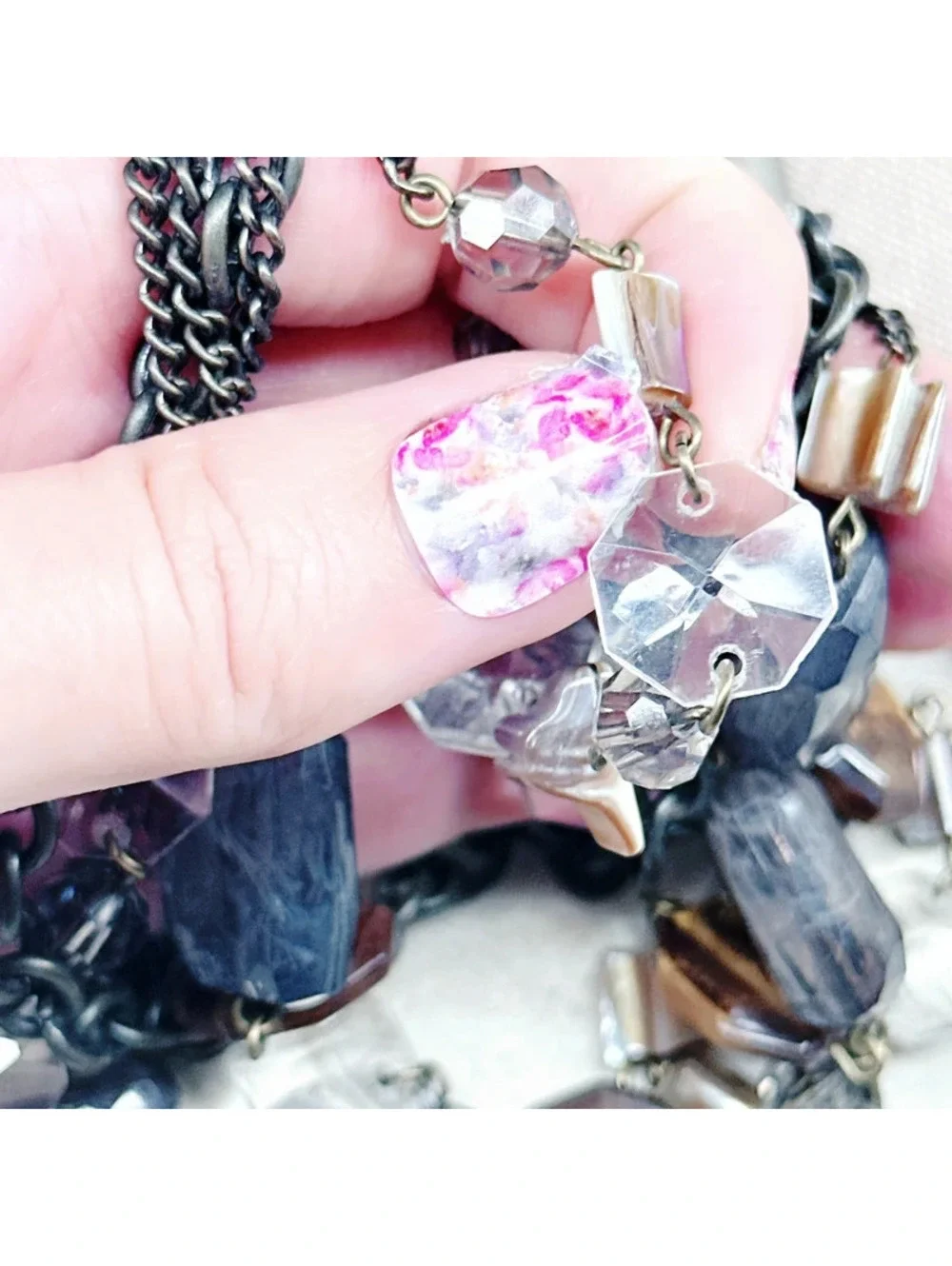 5343mc. Cookie Lee Bronze Necklace Plastic Multistrand
