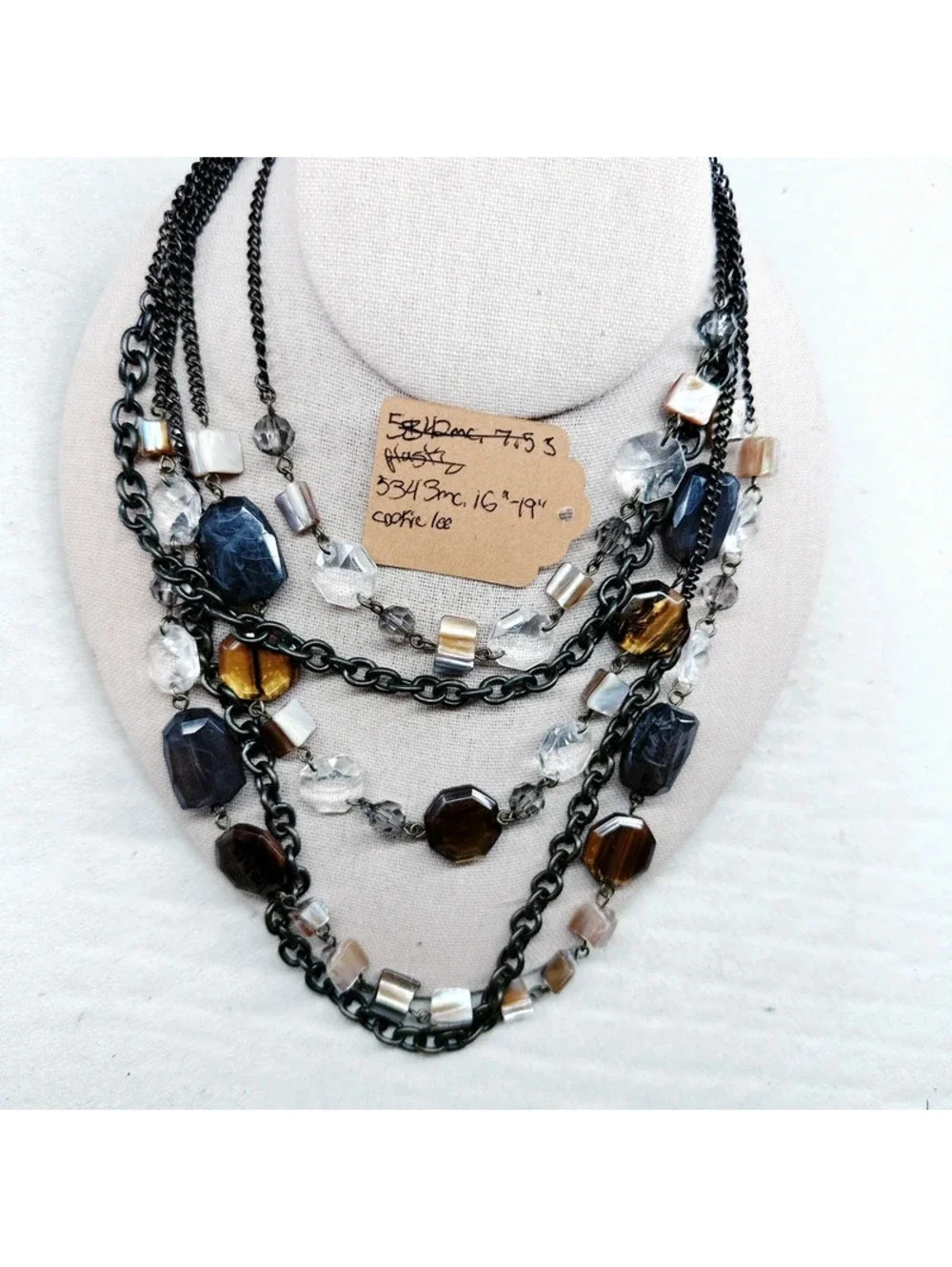 5343mc. Cookie Lee Bronze Necklace Plastic Multistrand
