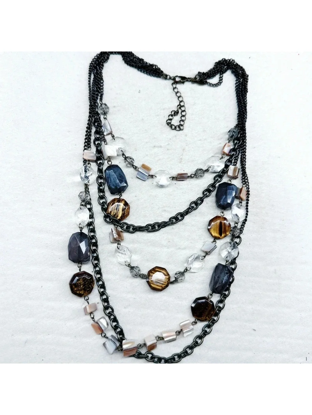 5343mc. Cookie Lee Bronze Necklace Plastic Multistrand